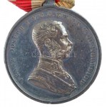 1859. Ferenc József II. osztályú Ezüst Vitézségi Érem peremen jelzett Ag kitüntetés, nyeles ovális füllel...
