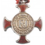 1869. Ezüst Érdemkereszt vörös szalagon karikán jelzett Ag kitüntetés mellszalagon, WILH. KUNZ - WIEN X...