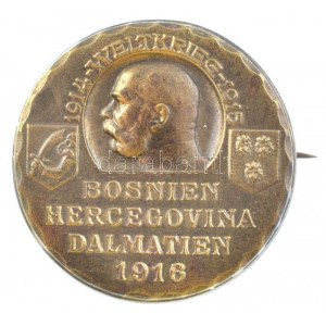 Osztrák-Magyar Monarchia 1916. Bosznia-Hercegovina Dalmácia - Világháború 1914-1915 bronz lemezjelvény, hátoldalon ...
