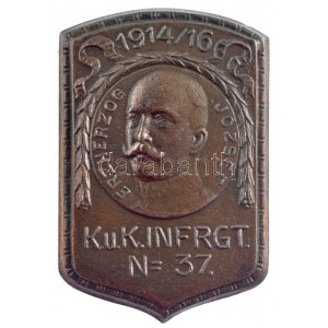 Osztrák-Magyar Monarchia 1916. K.u.K. INFRGT N 37. - Erzherzog József bronz sapkajelvény ARKANZAS BP...