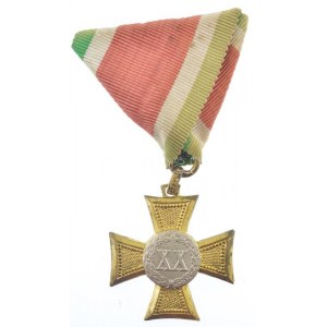 1923. I. osztályú Legénységi Szolgálati Jel aranyozott, ezüstözött bronz kitüntetés mellszalagon T:1-...