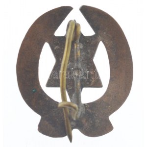 ~1930. Részben zománcozott bronz zsidó cserkész jelvény (23x21mm) T:2 kissé hajlott lemez / ~1930...
