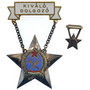 ~1950. Kiváló dolgozó Rákosi-címeres, részben aranyozott, zománcozott fém kitüntetés sérült tűs miniatűrrel...