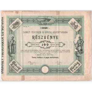 Budapest 1894. Tarnóczy Tűzoltószer- és Gépgyár Részvénytársaság részvénye 100Ft-ról...