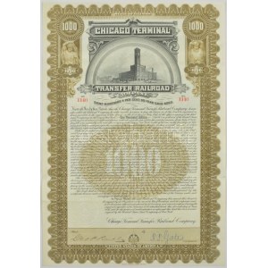 Amerikai Egyesült Államok / Illinois 1897. Chicago Terminal Transzfer Vasút Társaság kötvénye 1000$...