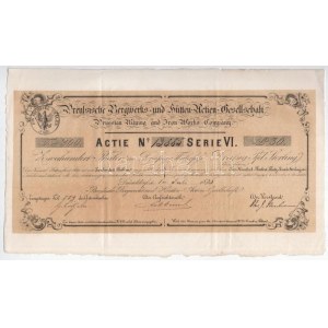 Német Birodalom / Düsseldorf 1873. Porosz Bányászati- és Vasmű Részvénytársaság részvénye 200T-ról, szárazpecséttel T...