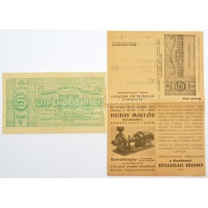 1936. Kecskeméti Bevásárlási Központ értesítése 5P hitel keretről, zöld színben, hátoldalán bélyegzéssel ...
