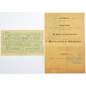 1936. Kecskeméti Bevásárlási Központ értesítése 5P hitel keretről, zöld színben, hátoldalán bélyegzéssel ...