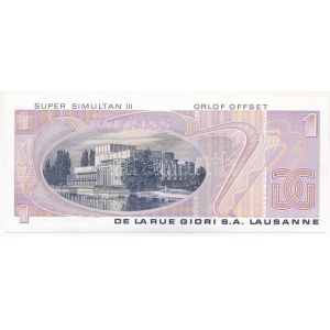 Svájc ~2000. Orlof Offset bankjegy tervezet One Pass (Belépő?) nyomattal, a De La Rue bankjegynyomda kiadásában T:I...