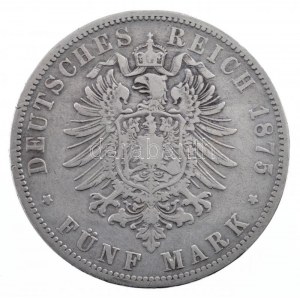 Német Államok / Poroszország 1875B 5M Ag I. Vilmos Hannover (27,35g) T:3 / German States / Prussia 1875B 5 Mark Ag ...