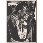 Karl Schmidt-Rottluff (1884-1976): Alfred Brust portréja. Fametszet, papír, jelzés nélkül, megjelent a Genius folyóirat...