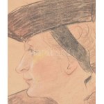 Vaszary János (1867-1939): Női portré, 1930. Pasztell, papír, jelezve jobbra lent. Kissé sérült. Üvegezett fakeretben...