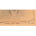 Bene Géza (1900-1960): Egyedül, 1944. Ceruza, papír, jelezve jobbra lent. Paszpartuban, üvegezett fa keretben, 19x26...