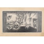Kaesz Gyula (1897-1967): Art-Deco díszletterv a Karván-színház August Stramm: Ébredés c. darabjához, ceruza, papír...