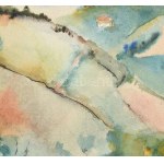 Johan Hugó (1890-1951): Pécsi hegyoldal, 1924. Akvarell, papír, jelzett, kartonra kasírozva. Proveniencia...