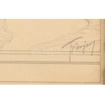 Franz von Bayros (1866-1924): Szecessziós női akt. Ceruza, papír, Jelzett, üvegezett keretben / Art nouveau nude...