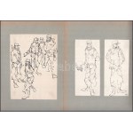 Rau Tibor (1934-2000: 17 db illusztráció Rejtő Jenő Három testőr Afrikában c. könyvéhez, 1962. Tus, papír...