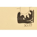Lisziák Elek (1939-2007): Lao-ce, 1969. Tus, akvarell, papír, jelezve jobbra fent, hátoldalán autográf felirattal...