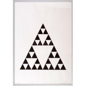 Nem's Judit (Nemes Judith, 1948-): Triangles, 2019. Akril, papír, számozott (E 1/1). Plexiüvegezett keretben. 27...