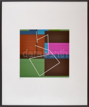 Manfred Mohr (1938-): Geometrikus kompozíció, 2012-19. Computer print, papír, jelzett. E 1/1 számozással...