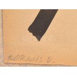 Korniss Dezső (1908-1984): Gesztusok (cím nélkül), 1967. Tus, papír, jelzett. Üvegezett fakeretben, 19×15 cm. ...
