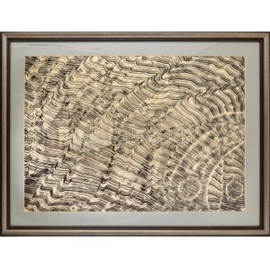 Gyarmathy Tihamér (1915-2005): Rétegződés, 1966. Tus, papír. Jelezve balra lent: Gyarmathy 966. Hátoldalán R 66...