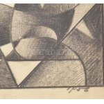 Gádor Emil (1911-1998): 1956. Ceruza, papír, jelzett, hátoldalán autográf felirattal. Üvegezett fakeretben. 12x12,5 cm ...