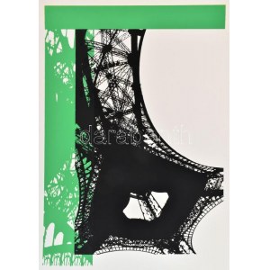 Hervé, Rodolf (1957-2000): Eiffel-torony. Szitanyomat, papír, jelzett. 35x24,5 cm. / Hervé, Rodolf (1957-2000): Eiffel...