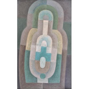 Jakobovits Miklós (1936-2012): Alakzatok 2. Olaj, karton, jelzett a hátoldalán. Fakeretben. 38,5x24 cm ...