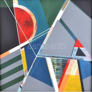 Koppány Attila (1947-): Observe. Akril, vászon. Jelzett a hátoldalon. Fa keretben. 58x58 cm / acrylic on canvas...