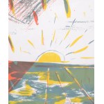 Bukta Imre (1952-): Tájkép, 1989. Ofszet litográfia, papír. Jelzett. Számozott (18/30). 50x72 cm. Fa keretben. ...