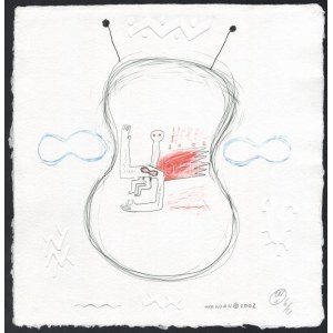 Wahorn András (1953-): Herpo, 2002. Computer print, dombornyomás, merített papír, jelzett, számozott (6/6), 26×25 cm ...