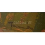 Tamás Ervin (1922-1996): Akt virággal. Olaj, farost, jelezve jobbra lent. Hátoldalán Képcsarnok Vállalat címkéjével...