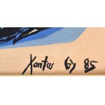 Xantus Gyula (1919-1993): Hálószárítás. Olaj, farost. Jelezve jobbra lent...