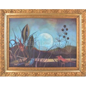 Ota Janecek (1919-1996): Este. Olaj, vászon. Jelezve középen lent. Hátoldalán autográf felirattal. 47,5x66 cm...