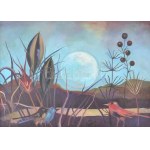 Ota Janecek (1919-1996): Este. Olaj, vászon. Jelezve középen lent. Hátoldalán autográf felirattal. 47,5x66 cm...