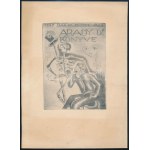 Michel Fingesten (1884-1943): Arady Dr. könyve, ex libris, rézkarc, papír, jelzett a dúcon, 16...