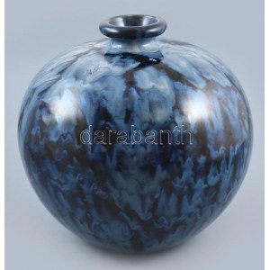 Zsolnay díszváza, kristálymázas porcelánfajansz, körpecséttel jelzett, hibátlan, 1900 körül, m: 30cm, d...