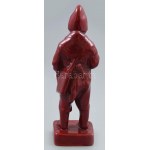 Zsolnay: Kenyeret evő kisfiú. Ökörvérmázas porcelánfajansz, jelzett, 1920 körül, hibátlan, m...