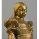 Zsolnay: Libás lány. Eozin mázas porcelánfajansz, jelzett, 1920 körül, hibátlan, m: 27 cm