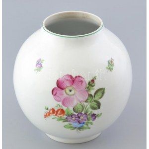 Óherendi díszváza, kézzel festett porcelán, jelzett, hibátlan, m: 19 cm, d: 17 cm
