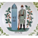 I. világháborús tányér, 4db, 1914-1915, Viribus Unitis, Nagy idők emléke Generalfeldmarschall von Hindenburg. Fajansz...