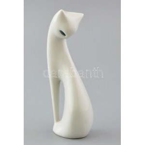 Ćmielów macska. Tervezte Mieczysław Naruszewicz (1923-2006), 1956. kézzel festett porcelán...