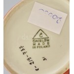 Ćmielów retró ívelt váza nyílással, kézzel festett porcelán, 1960-as évek. Zakłady Porcelany Stołowej Ćmielów...