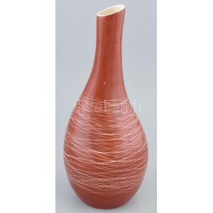 Pruszków retró váza, kézzel festett porcelán, jelzett: Pruszków Made in Poland. Kopásnyomokkal, hajszálrepedéssel. m...