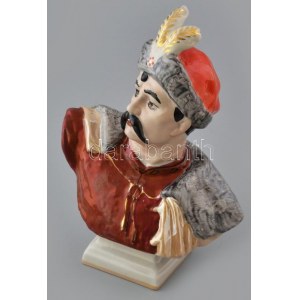 Ukrán Zaporozsjei porcelán figura, Bohdan Hmelnickij, kézzel festett, jelzett, hibátlan, m: 22...