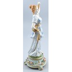 Sevres francia női figura, kézzel festett porcelán, virágokon apró lepattanások, jelzett, m...