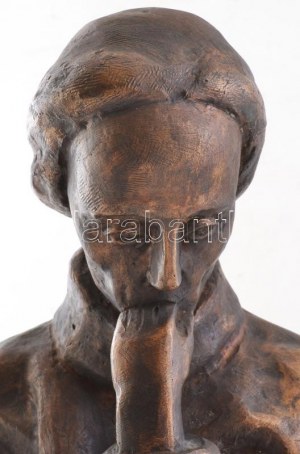Jelzés nélkül: Kassák Lajos. Öntött, patinázott bronz, fa talapzaton, m: 45 cm