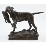 Markup Béla (1873-1945): Vadász kutya. Öntött, patinázott bronz, jelzett, öntödejel, hibátlan, m: 22cm, h...