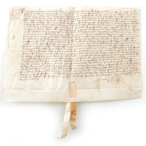 1487 Landon, Franciaországban kiállított kilépési engedély rendből? Pergamen, aláírt ...